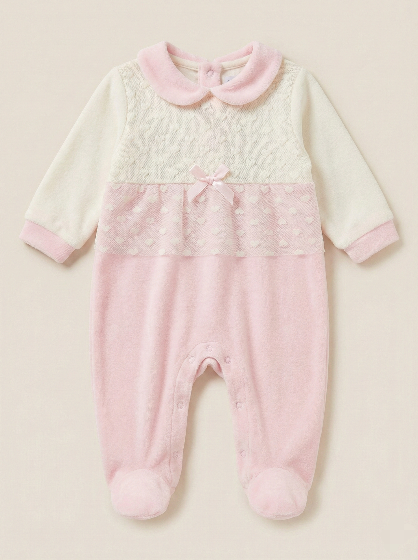 Enterizo italiano Modelo Princesa Rosa Blanco hipoalergénico, algodón delicado  