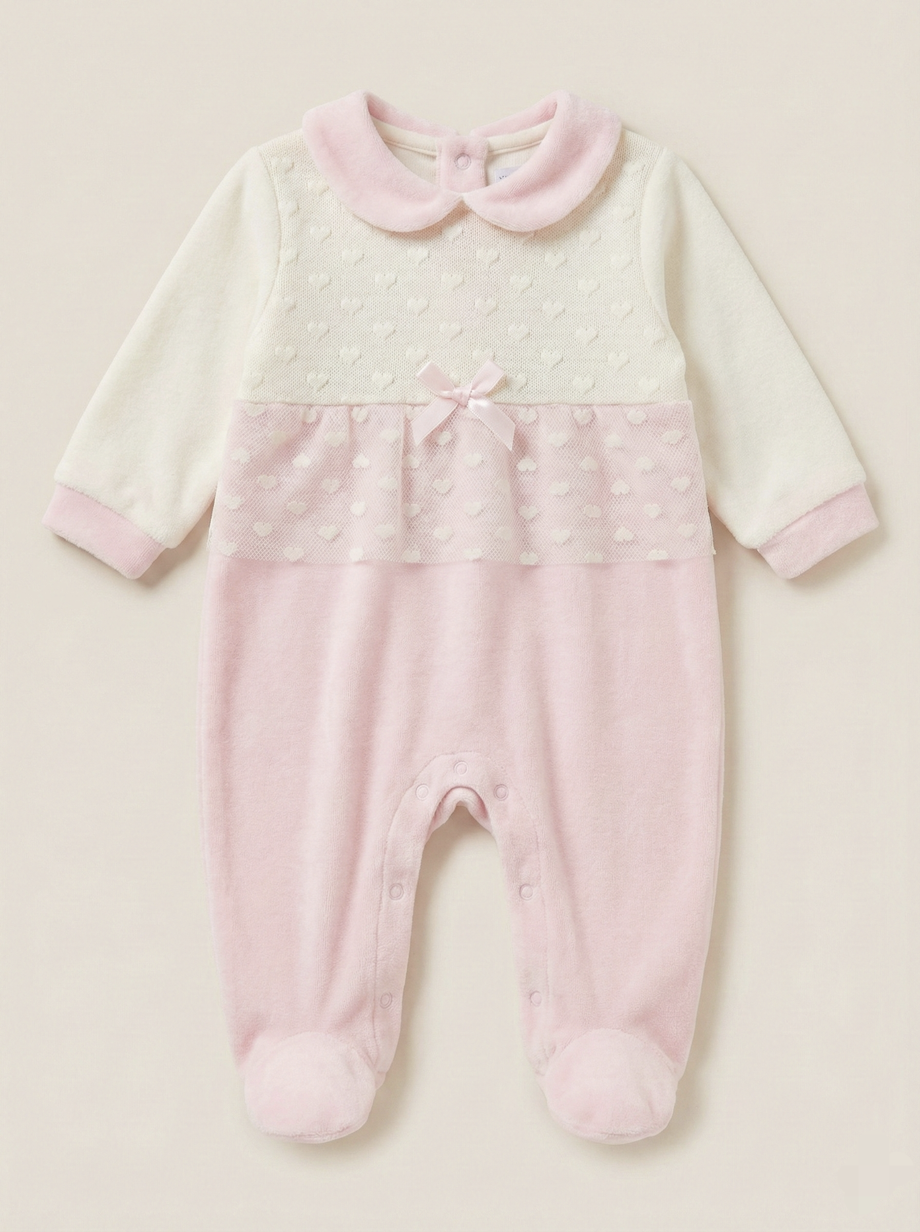 Enterizo italiano Modelo Princesa Rosa Blanco hipoalergénico, algodón delicado  