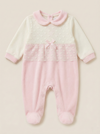 Enterizo italiano Modelo Princesa Rosa Blanco hipoalergénico, algodón delicado  