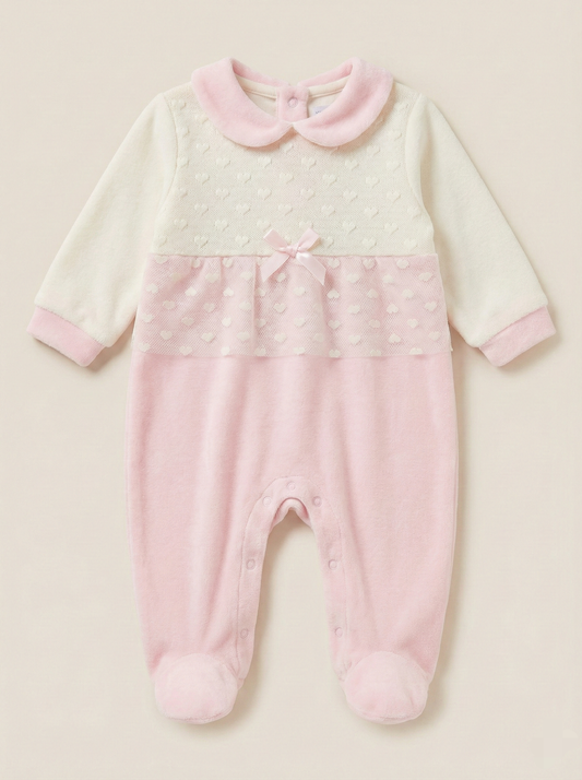 Enterizo italiano Modelo Princesa Rosa Blanco hipoalergénico, algodón delicado  