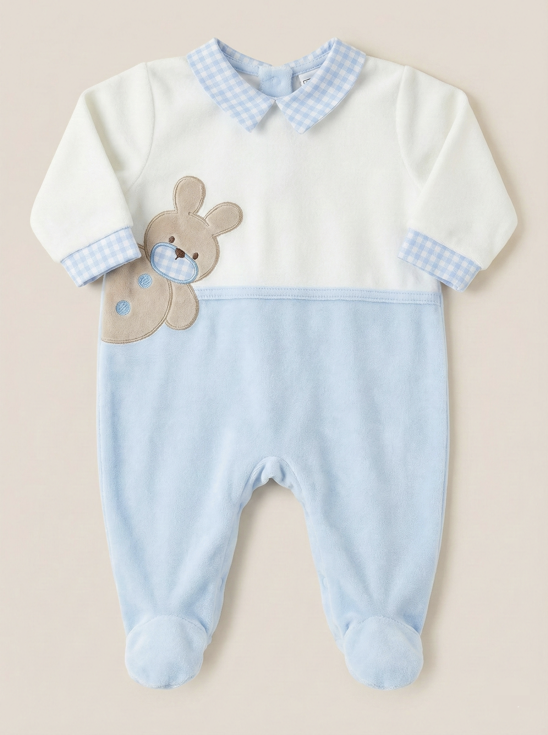 Enterizo italiano Vichi azul bebe varón Venezuela primera puesta algodón hipoalergénico 