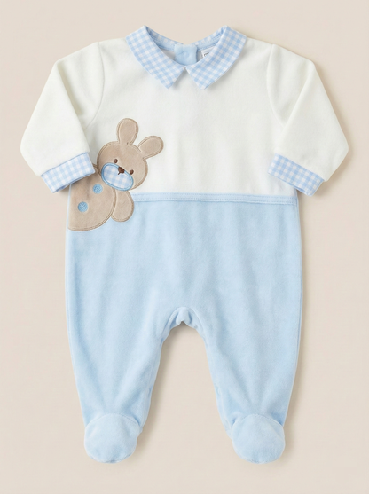 Enterizo italiano Vichi azul bebe varón Venezuela primera puesta algodón hipoalergénico 