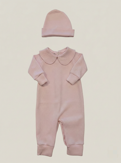 Enterizo punto ingles Rosa Cuello algodon pima regalo nacimiento baby shower venezuela