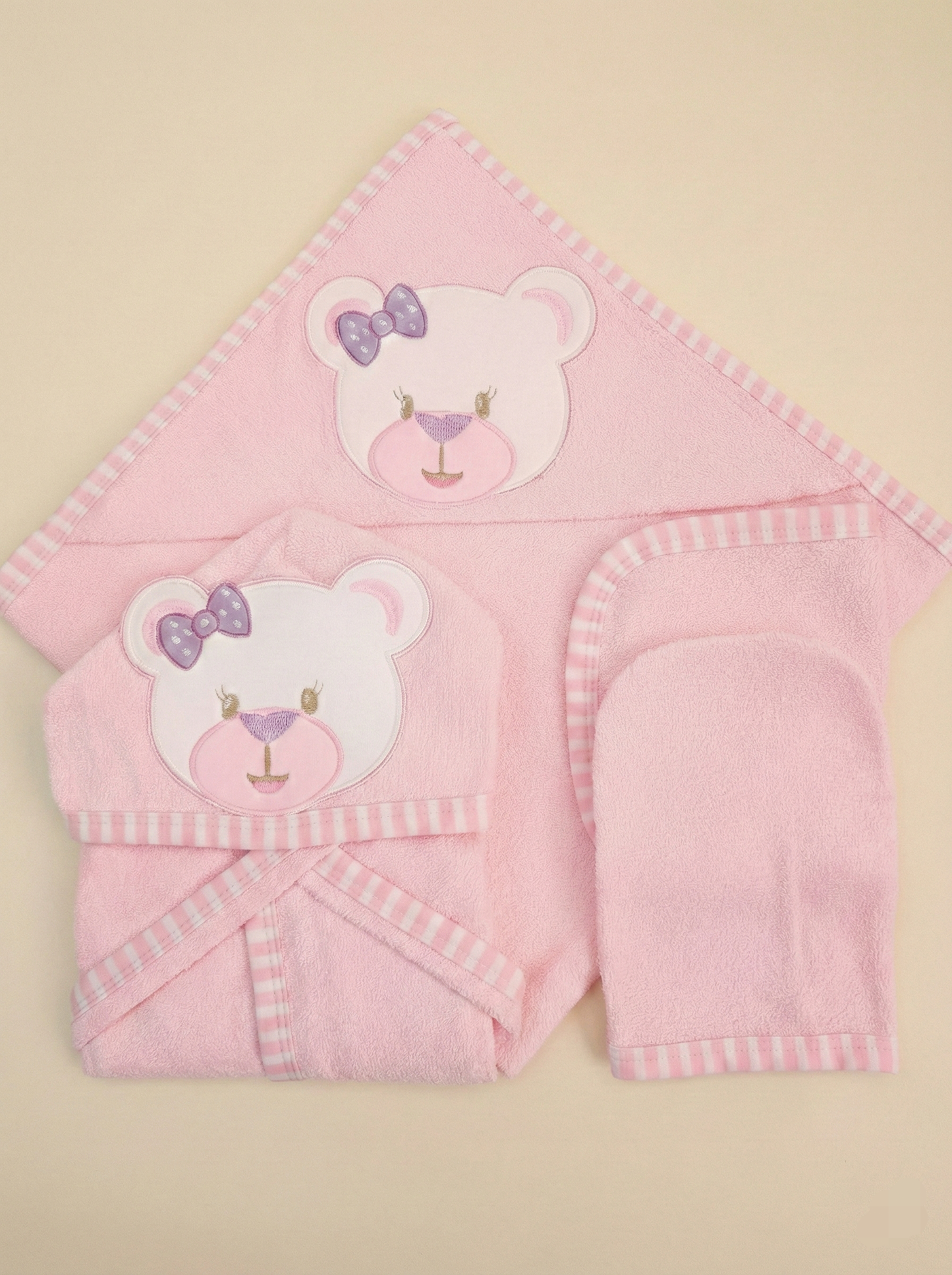 Envuelve a tu bebé en la suavida del Algodón Pima, confort y absorción superior después del baño Bata
Toalla de baño rosa blanco oso 