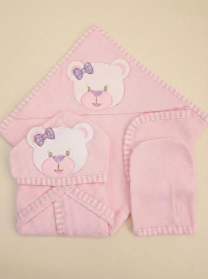 Envuelve a tu bebé en la suavida del Algodón Pima, confort y absorción superior después del baño Bata
Toalla de baño rosa blanco oso 