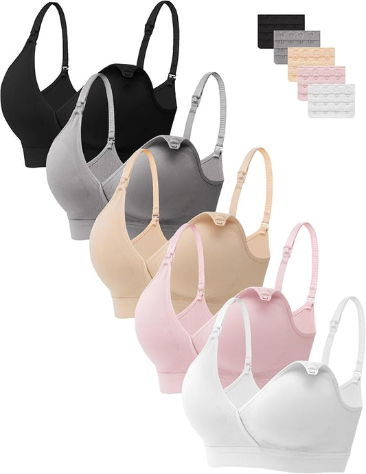 Sostén materno para lactancia en colores surtidos negro, gris, beige, rosado y blanco, ideal para el bolso de la clínica