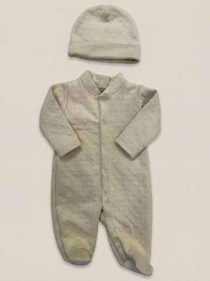 Enterizo Jacquard Algodón Pima con Gorro - Beno Bebe